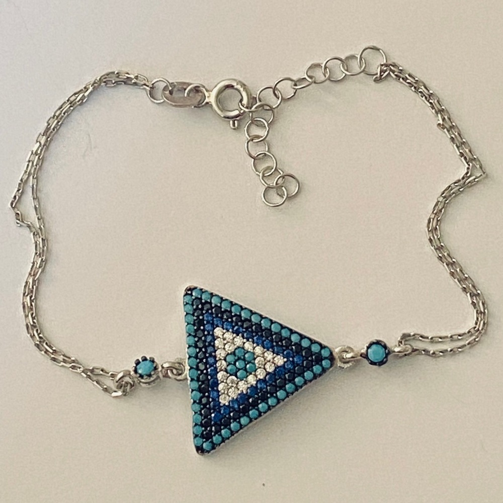 🧿925 Silver evileye bracelet cubic zirconia stone